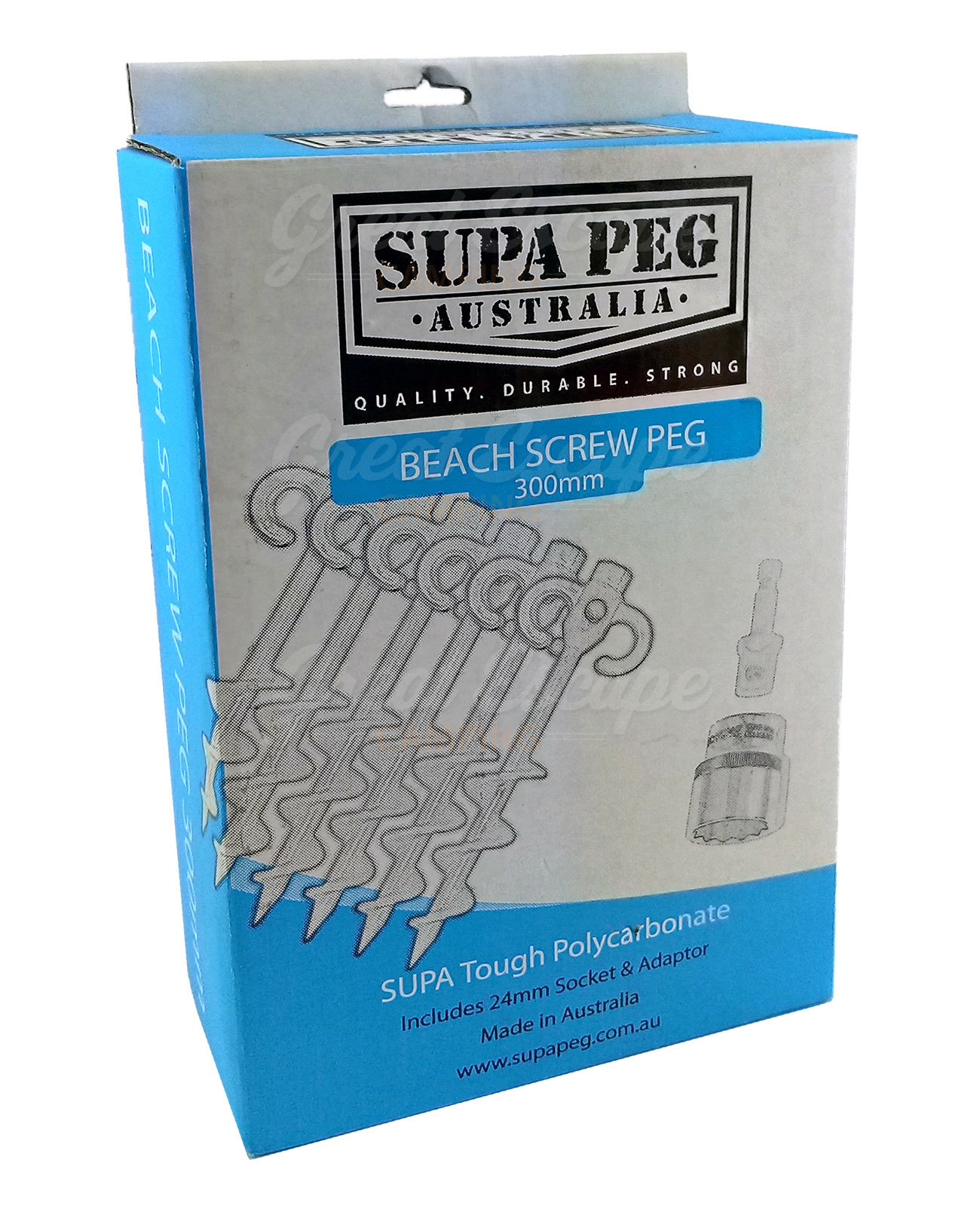 SupaPeg 300mm Beach Screw Peg Kit Camping Sand Pegs Australian Made