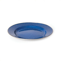 Campfire 26cm Enamel Flat Plate - Blue w/ Stainless Steel Rim image