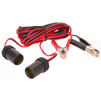 OZtrail 12V Extension Lead with Battery Clamps and Twin Outlets image
