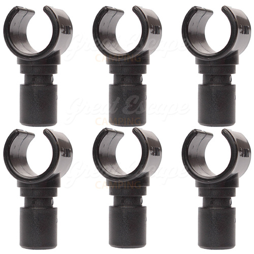 6 Pack C Clip Tent Pole Ends for 22mm to 22mm Tube