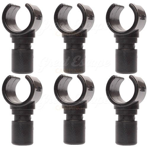 6 x C Clip Tent Pole Ends for 22mm to 25mm Tube, Spreader Bars