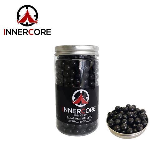 Innercore 9mm Clay Slingshot Pellets 500 Pack - Black